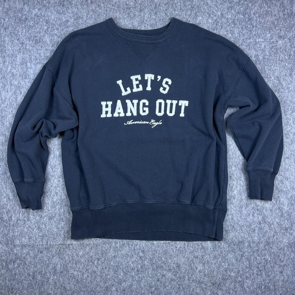 American Eagle Women's Pullover Sweater Navy Blue Lets Hang Out Size Medium